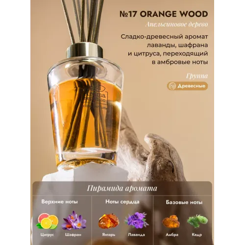 Tayoqchalar bilan uy diffuzeri Aroma Republic №17 "Orange wood", 90 ml