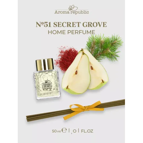 Tayoqchalar bilan uy diffuzeri Aroma Republic №51 "Secret grove", 50 ml