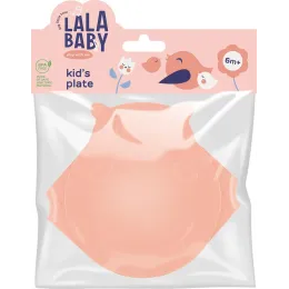 Детская тарелка с крышкой Lalababy Play with Me Hello, Hippo! персиковая карамель