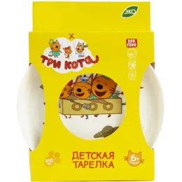 Bolalar tarelkasi 450 ml, Lalababy "Uch mushuk"