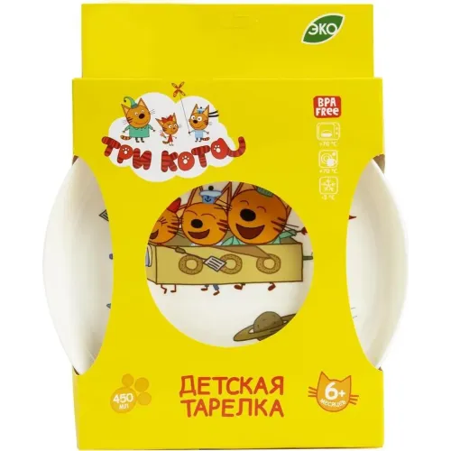 Bolalar tarelkasi 450 ml, Lalababy "Uch mushuk"