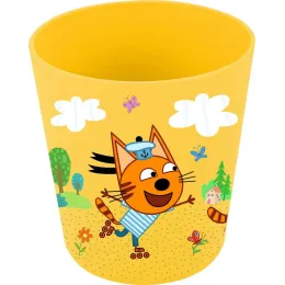 Bolalar idishlari to'plami Plast Team Baby Superstar Uch mushuk (piyola, tovoq, stakan, qoshiq)