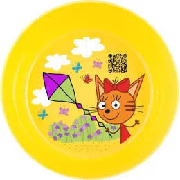 Bolalar idishlari to'plami Plast Team Baby Superstar Uch mushuk (piyola, tovoq, stakan, qoshiq)