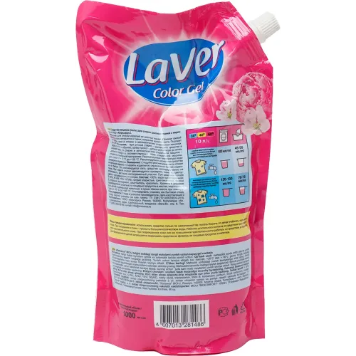 Yuvish uchun gel LaVer Color Gel rangli kiyimlar uchun, 1 litr