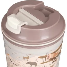 Термостакан 350 мл с клапаном для горячих напитков с декором "Карта", Phibo Подарочная светло-бежевый