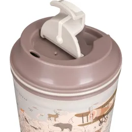 Термостакан 350 мл с клапаном для горячих напитков с декором "Карта", Phibo Подарочная светло-бежевый