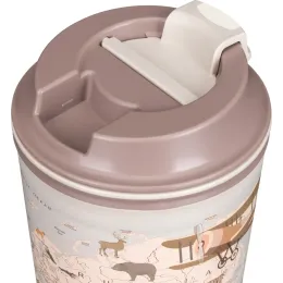 Термостакан 350 мл с клапаном для горячих напитков с декором "Карта", Phibo Подарочная светло-бежевый