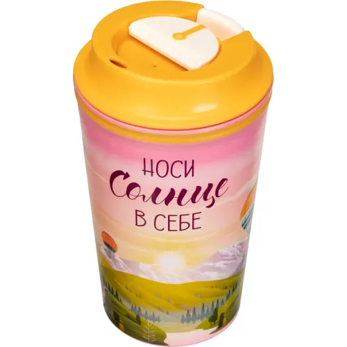 Termostakan 350 ml ichimliklar uchun klapanli, Phibo Quyosh pushti