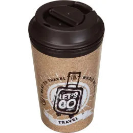 Термостакан 350 мл с клапаном для горячих напитков с декором "Travel", Phibo коричневый