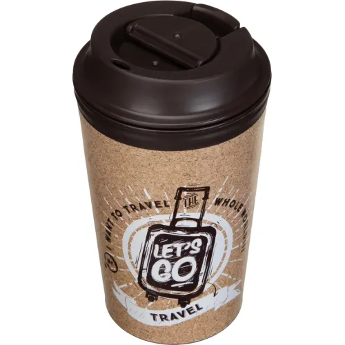 Termostakan 350 ml ichimliklar uchun klapanli, Phibo Travel jigarrang