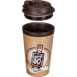Термостакан 350 мл с клапаном для горячих напитков с декором "Travel", Phibo коричневый