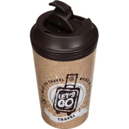 Термостакан 350 мл с клапаном для горячих напитков с декором "Travel", Phibo коричневый