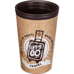 Термостакан 350 мл с клапаном для горячих напитков с декором "Travel", Phibo коричневый