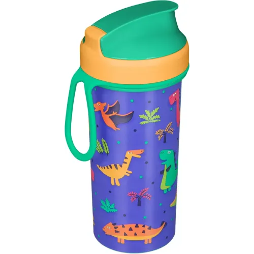 Bolalar uchun suv shishasi, dekor va halqali, 400 ml, Plastishka yashil