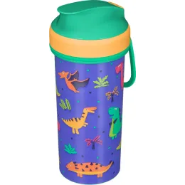 Бутылка детская для воды с декором и петлей, 400 мл, Пластишка зеленый