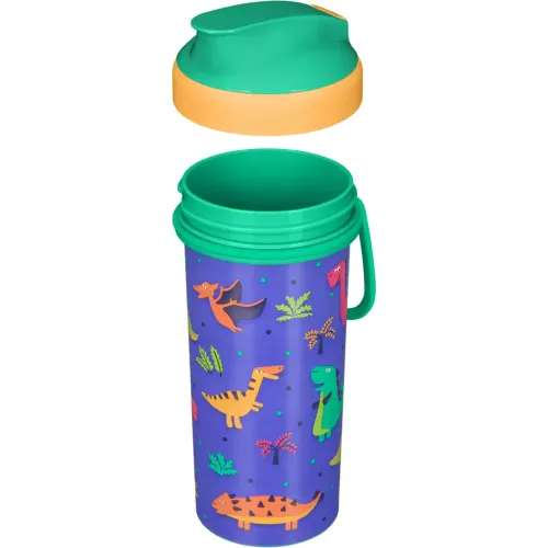 Bolalar uchun suv shishasi, dekor va halqali, 400 ml, Plastishka yashil
