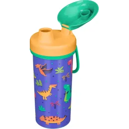 Бутылка детская для воды с декором и петлей, 400 мл, Пластишка зеленый