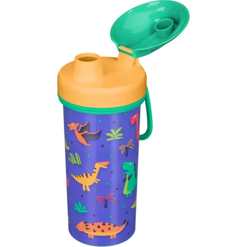 Bolalar uchun suv shishasi, dekor va halqali, 400 ml, Plastishka yashil