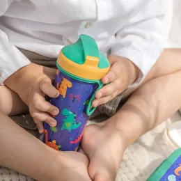 Бутылка детская для воды с декором и петлей, 400 мл, Пластишка зеленый