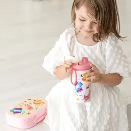 Ланч-бокс и бутылка для воды, детский набор "Пластишка" из безопасного материала розовый