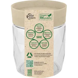 Quyma mahsulotlar uchun bankasi 0,5 l Plast Team Green Republic zig'ir