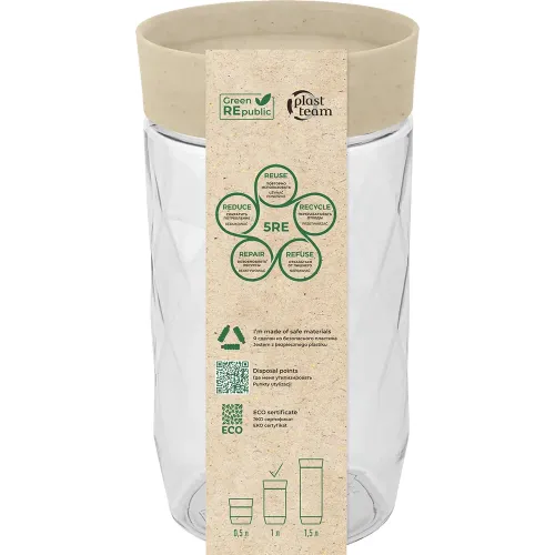 Quyma mahsulotlar uchun bankasi 1 l Plast Team Green Republic zig'ir