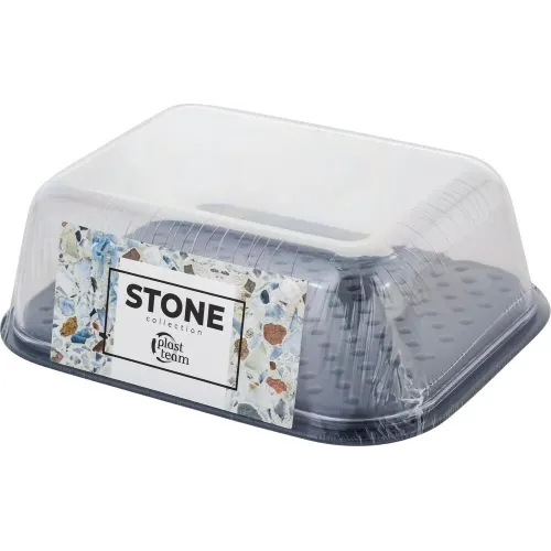 Sariyog' idishi qopqoq bilan ikki tomonllik Plast Team STONE qora tosh