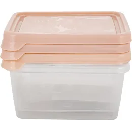 Oziq-ovqat idishlari to'plami 3x0,45L kvadrat Plast Team HELSINKI Artichoke shaftoli karamel