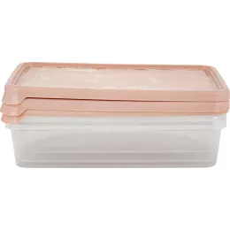 Oziq-ovqat idishlari to'plami 3x1,35L kvadrat Plast Team HELSINKI Artichoke shaftoli karamel