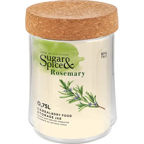 Buraladigan qopqoqlik oziq-ovqat bankasi 0,75 l Sugar&Spice Rosemary