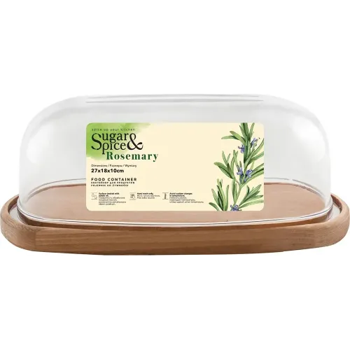 Shaffof qopqoqli oziq-ovqat konteyneri Sugar&Spice Rosemary yog'och