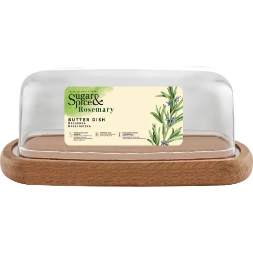 Sariyog' idishi qopqoq bilan 180x95x65 mm, Sugar&Spice Rosemary yog'och