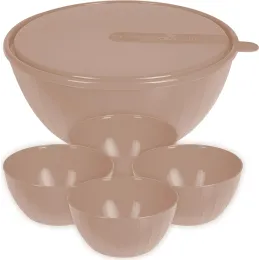 Qopqoqli dumaloq salat idishlari to'plami Sugar&Spice Vanilla 0,6л (4 dona) + 5л latte