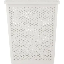 Корзина для хранения вещей со съемной крышкой 35л Keeplex Fiori белое облако