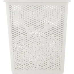 Корзина для хранения вещей со съемной крышкой 35л Keeplex Fiori белое облако