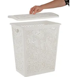 Корзина для хранения вещей со съемной крышкой 35л Keeplex Fiori белое облако