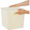Buyumlarni saqlash savati olinadigan qopqoqlik 21L Keeplex Rattan oq bulut