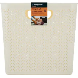 Корзина для хранения вещей со съемной крышкой 21л Keeplex Rattan белое облако