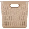 Корзина для хранения вещей со съемной крышкой 21л Keeplex Rattan морской песок