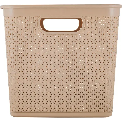 Корзина для хранения вещей со съемной крышкой 21л Keeplex Rattan морской песок