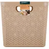 Корзина для хранения вещей со съемной крышкой 21л Keeplex Rattan морской песок