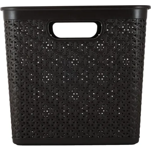 Buyumlarni saqlash savati olinadigan qopqoqlik 21L Keeplex Rattan quyuq kashtan