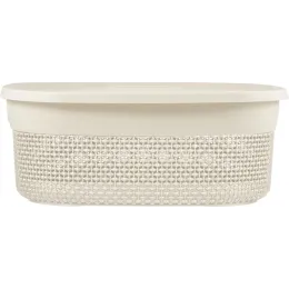 Корзина для хранения вещей с крышкой 6л Plast Team OSLO молочный туман