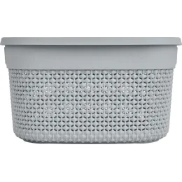 Корзина для хранения вещей с крышкой 6л Plast Team OSLO серый шторм