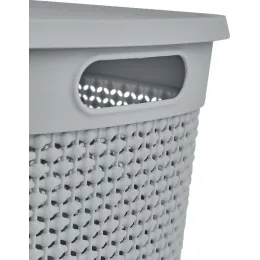 Корзина для хранения вещей с крышкой 6л Plast Team OSLO серый шторм