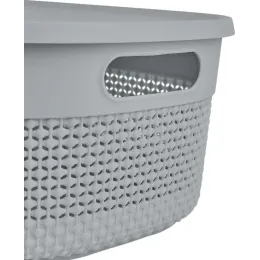 Корзина для хранения вещей с крышкой 12л Plast Team OSLO серый шторм