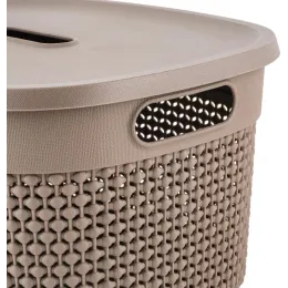 Корзина для хранения вещей с крышкой 12л Plast Team OSLO шоколадный мокко