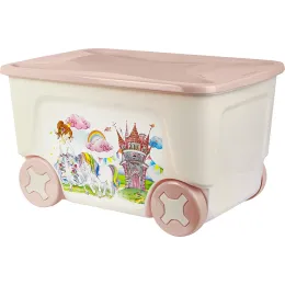 G'ildiraklardagi bolalar qutisi Plast Team Baby Play with Me, Princess 50 l pushti
