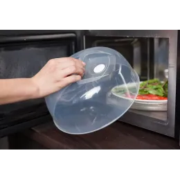 Mikroto'lqinli pech uchun qopqoq Plast Team bug' chiqarish klapanli 258mm shaffof
