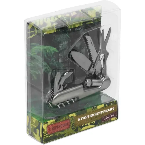 Multitool BoyScout "Universal" 61285 14 funktsiya, LED chirog'i bilan